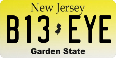 NJ license plate B13EYE