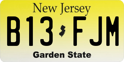 NJ license plate B13FJM
