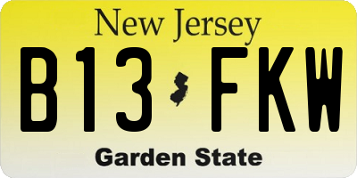 NJ license plate B13FKW