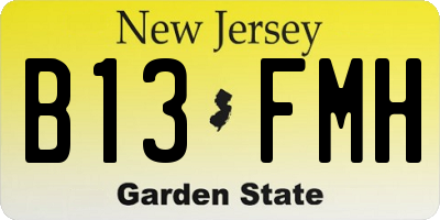 NJ license plate B13FMH