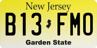 NJ license plate B13FMO