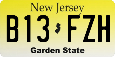 NJ license plate B13FZH