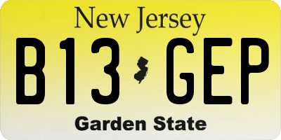 NJ license plate B13GEP