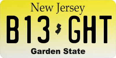 NJ license plate B13GHT