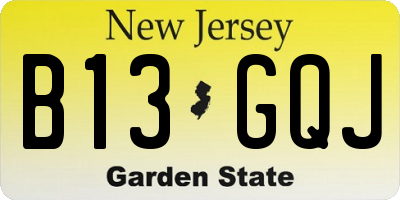 NJ license plate B13GQJ