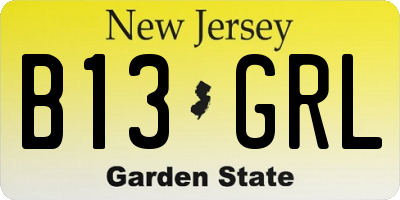 NJ license plate B13GRL