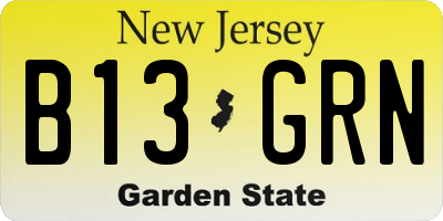 NJ license plate B13GRN