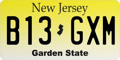 NJ license plate B13GXM