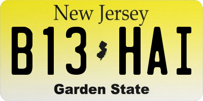 NJ license plate B13HAI