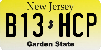 NJ license plate B13HCP