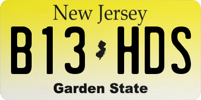 NJ license plate B13HDS