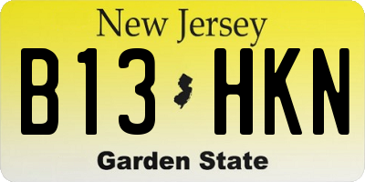 NJ license plate B13HKN