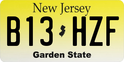 NJ license plate B13HZF