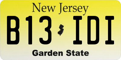 NJ license plate B13IDI