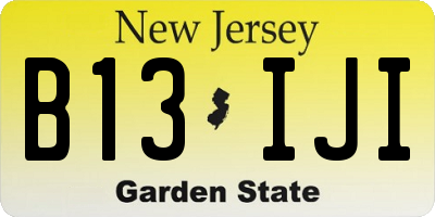 NJ license plate B13IJI