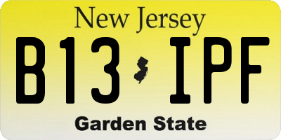 NJ license plate B13IPF
