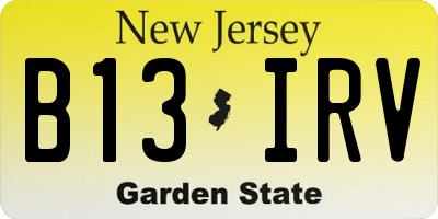 NJ license plate B13IRV