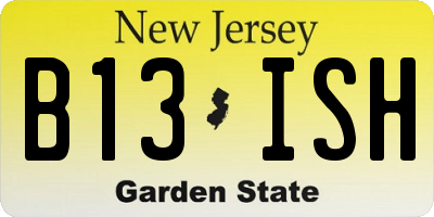 NJ license plate B13ISH