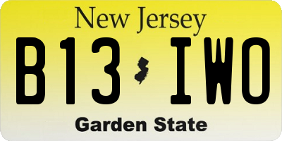 NJ license plate B13IWO