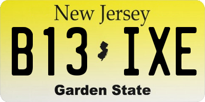 NJ license plate B13IXE