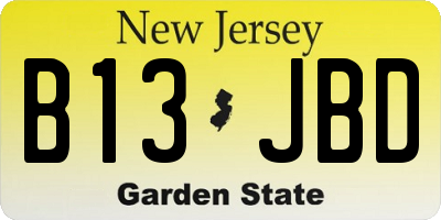 NJ license plate B13JBD