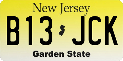 NJ license plate B13JCK
