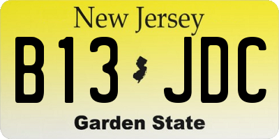 NJ license plate B13JDC
