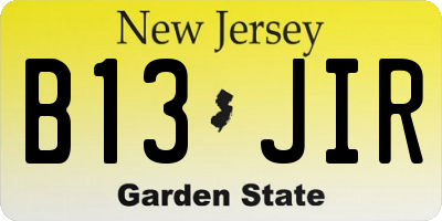 NJ license plate B13JIR