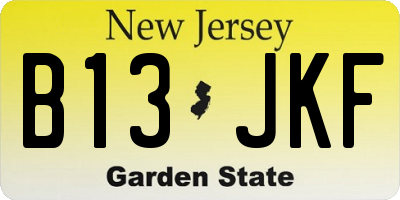 NJ license plate B13JKF