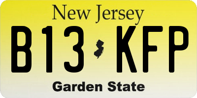 NJ license plate B13KFP