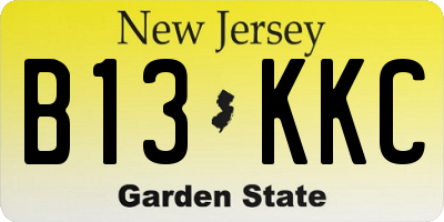 NJ license plate B13KKC
