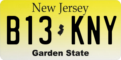 NJ license plate B13KNY