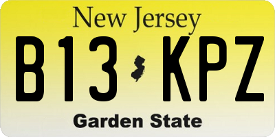 NJ license plate B13KPZ
