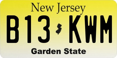 NJ license plate B13KWM