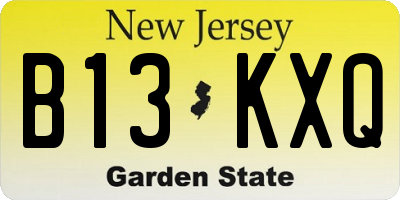 NJ license plate B13KXQ
