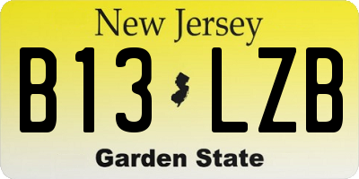 NJ license plate B13LZB