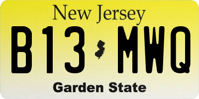 NJ license plate B13MWQ