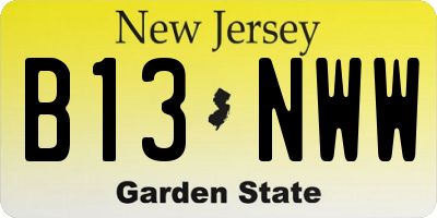 NJ license plate B13NWW