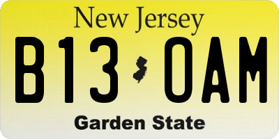 NJ license plate B13OAM