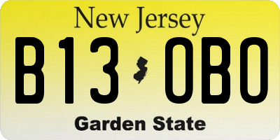 NJ license plate B13OBO