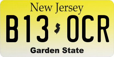 NJ license plate B13OCR