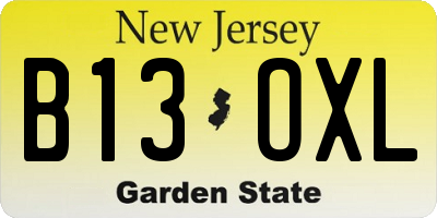 NJ license plate B13OXL