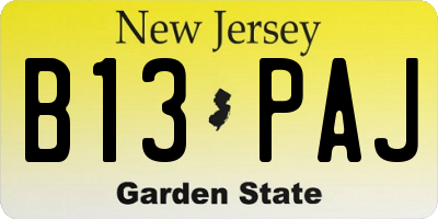 NJ license plate B13PAJ