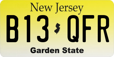 NJ license plate B13QFR