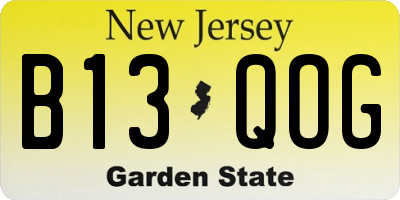NJ license plate B13QOG