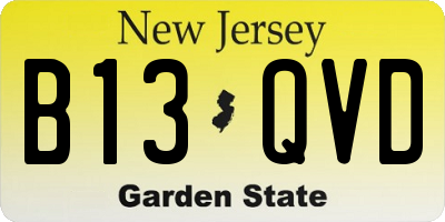 NJ license plate B13QVD