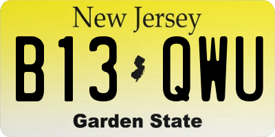 NJ license plate B13QWU