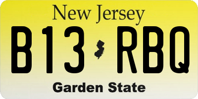 NJ license plate B13RBQ