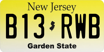 NJ license plate B13RWB