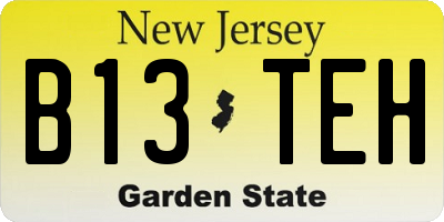 NJ license plate B13TEH